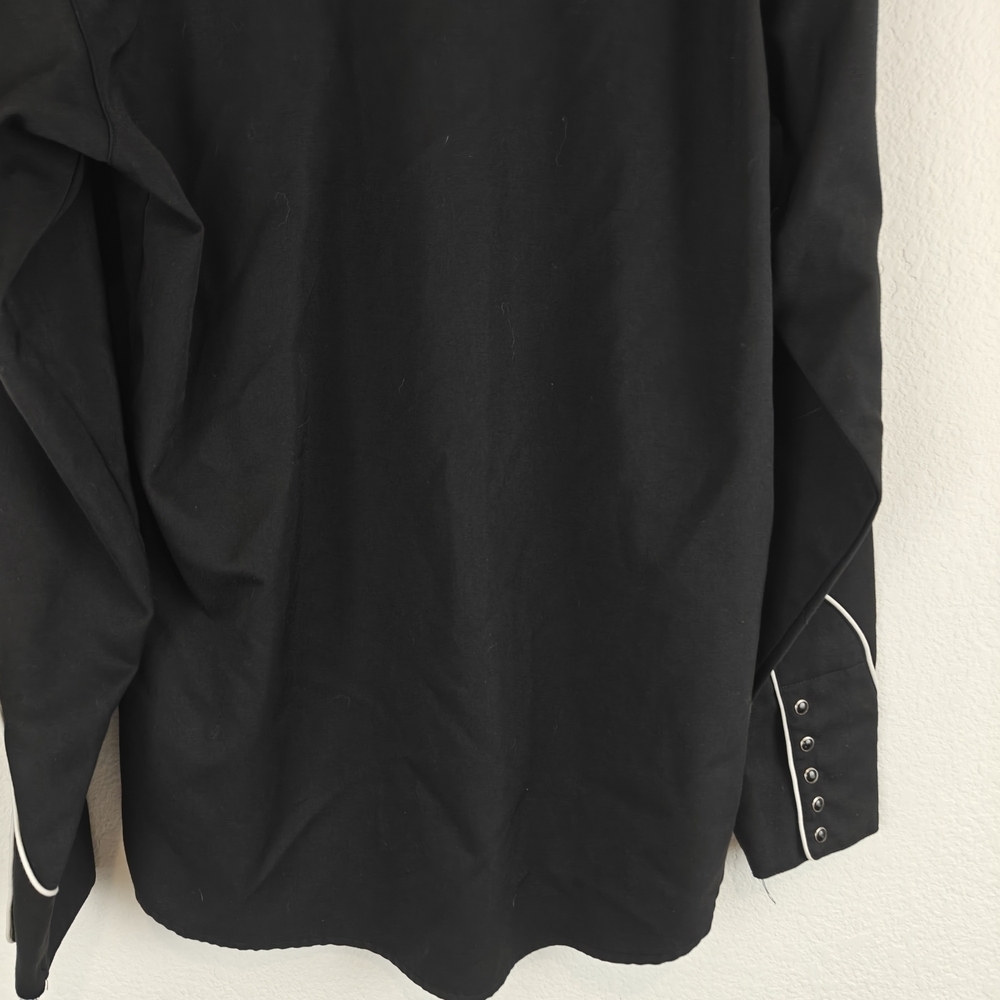 Vintage Roper Black Western Pearl Snap Shirt – White Embroidered Scroll Men’s LG - Picture 10 of 13